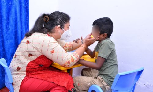 Behavior analysts observing a child